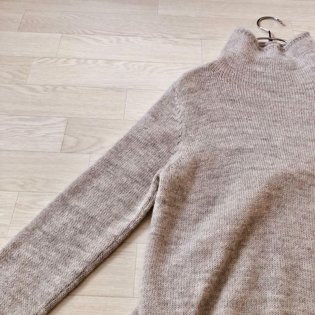 美品✨　モラビト ウール アルパカ　ハイネック ニットプルオーバー　グレージュ