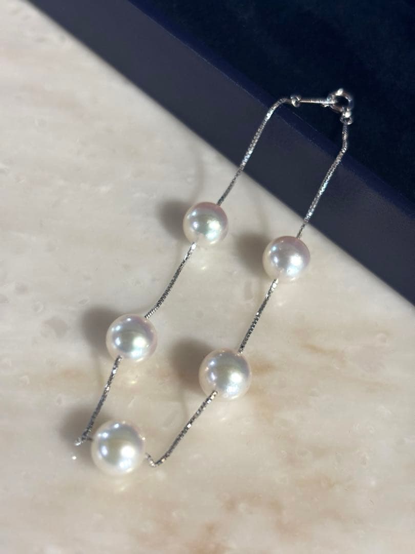 18KWG あこや真珠8ミリ玉　鑑定書付き　ブレスレット