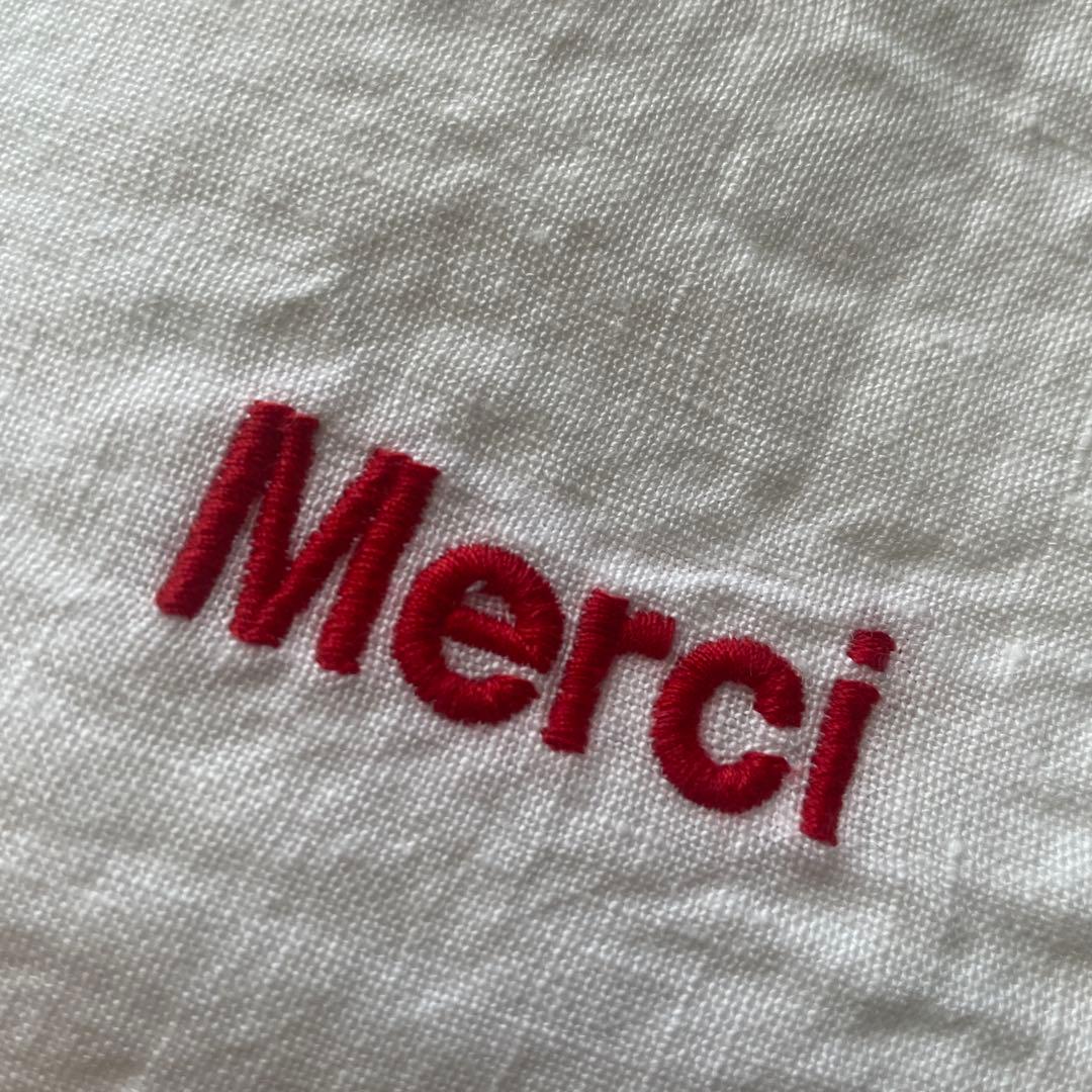Merci 100%リネン エプロン ホワイト　新品未使用