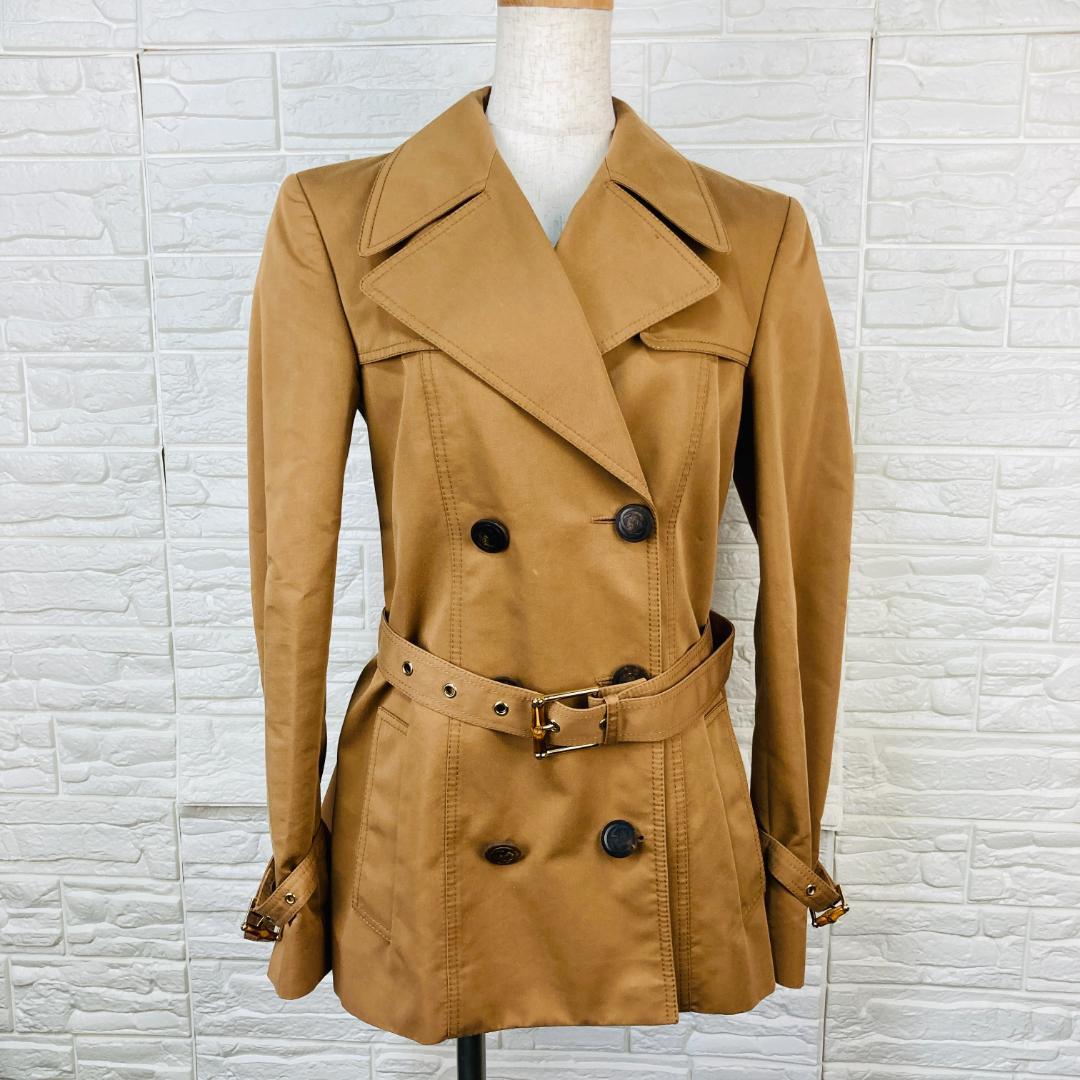 GUCCI　トレンチコート　ショート丈　グッチ　ベージュ　40サイズ　【A91】
