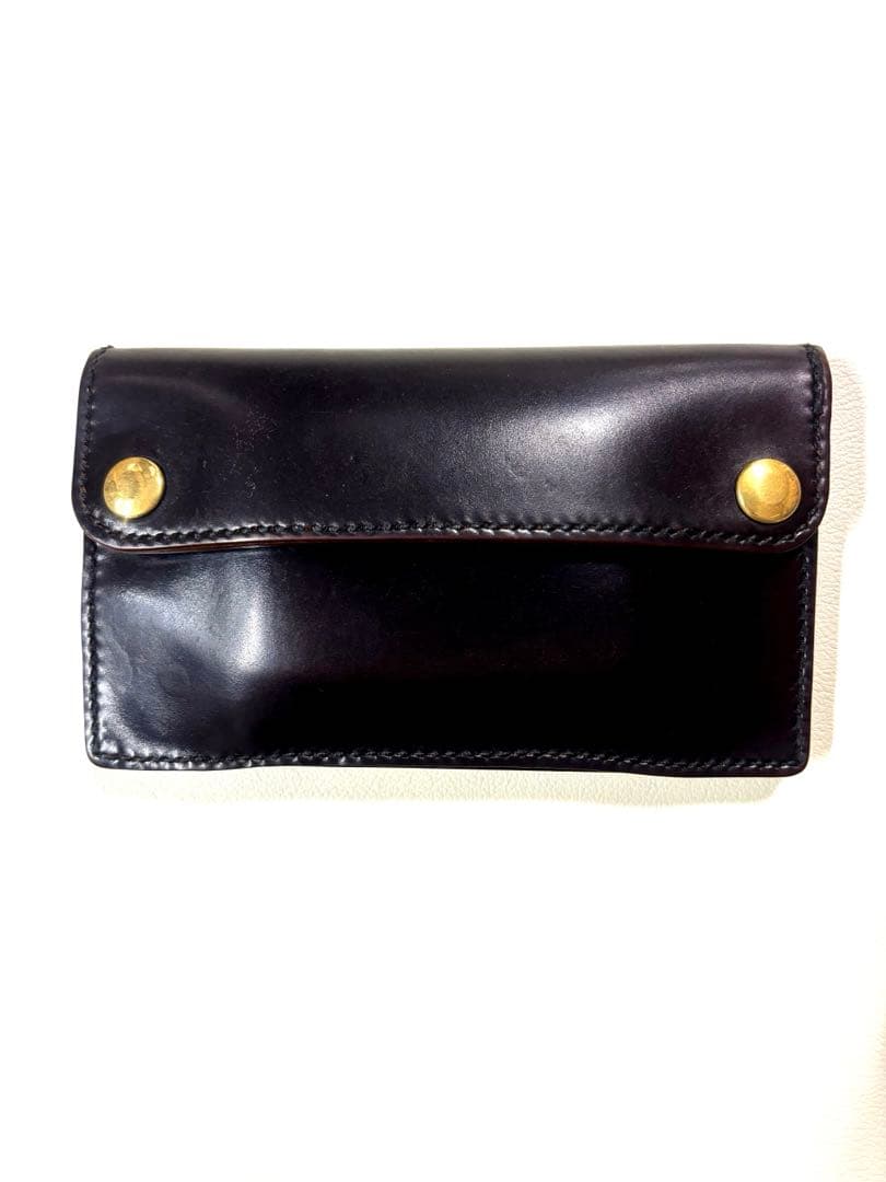 トラッカーウォレット　コードバン ゴールド42TALONジップ　ボタン留め　茶芯