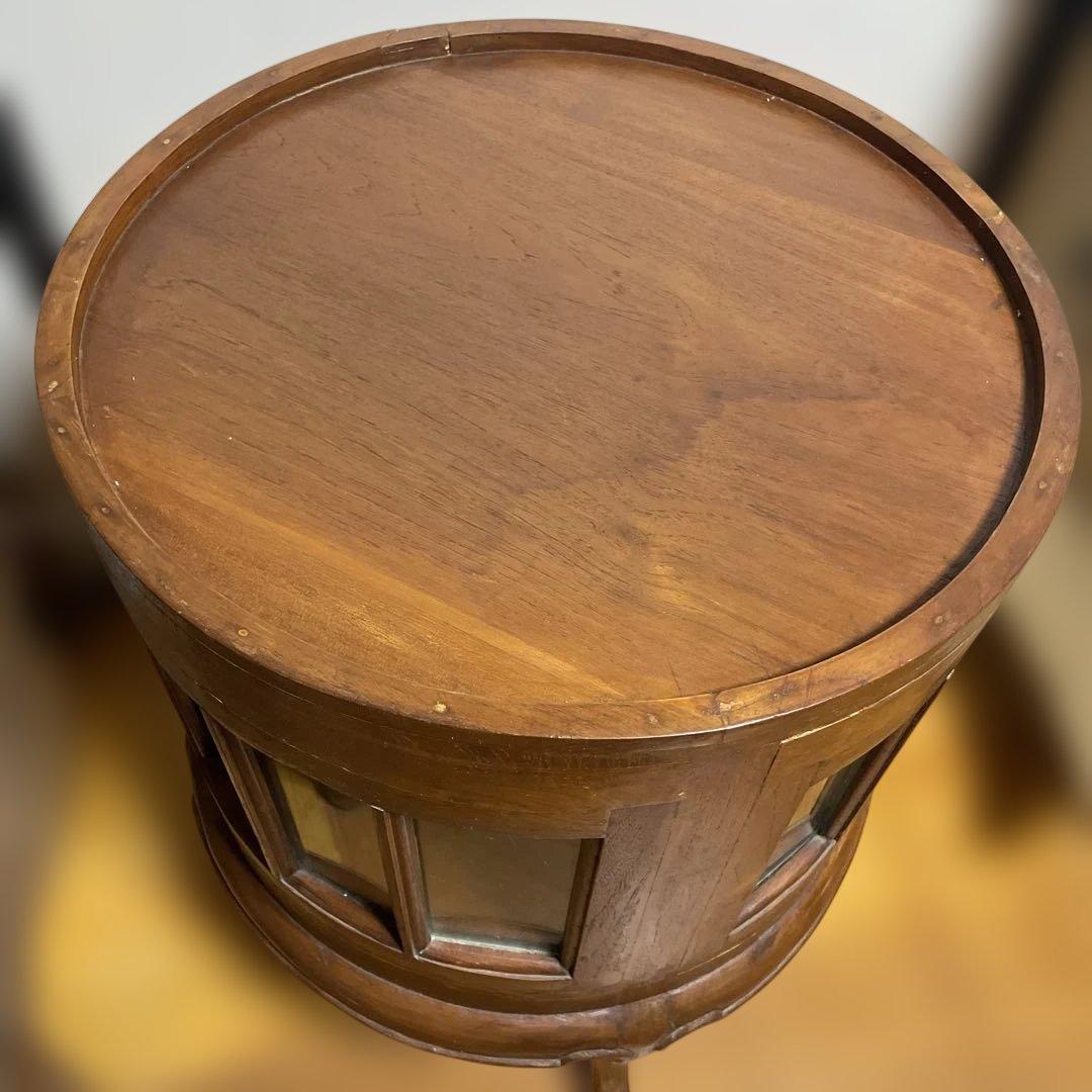 無垢材 イタリアクラシック家具 トレイ付きティーテーブル ガラスショーケース