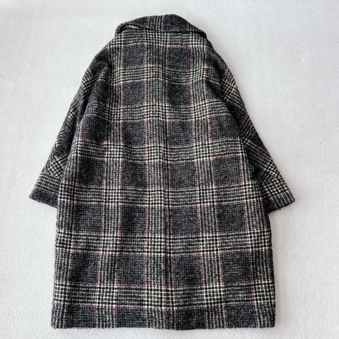 別注✨ TICCA チェックテントコート　ロング　ダブルブレスト　モヘヤアルパカ