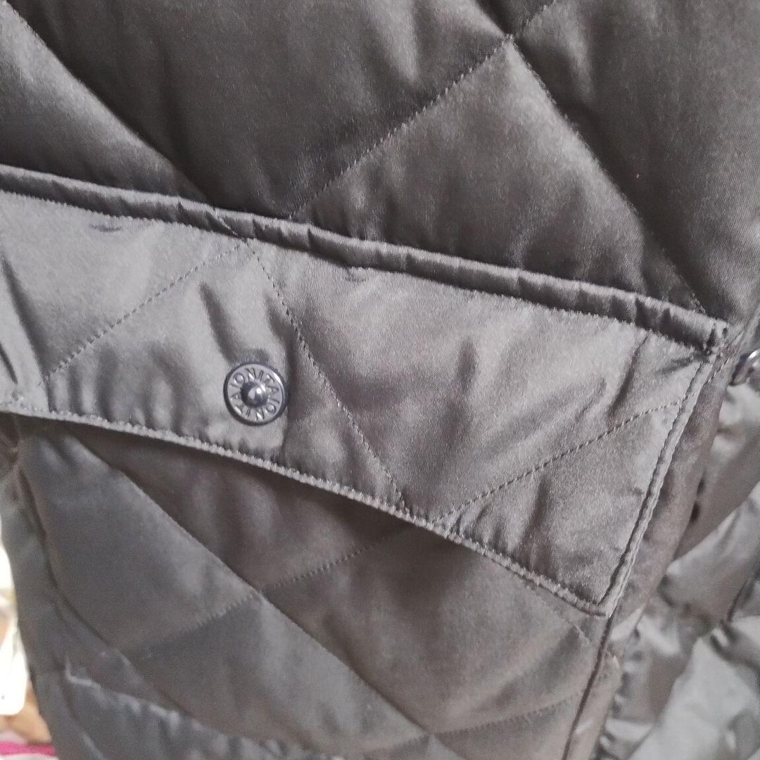 TAION パイピングバイカラーロングダウンコート　Lサイズ BLACK