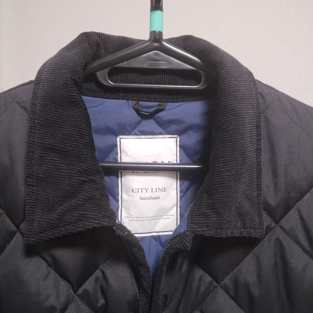 TAION パイピングバイカラーロングダウンコート　Lサイズ BLACK