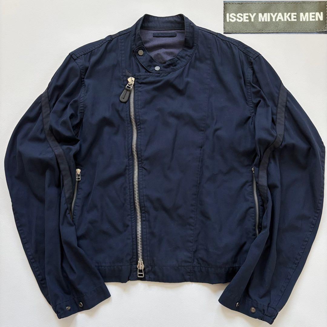 ISSEY MIYAKE MEN コットン　ボンバージャケット ネイビー　M