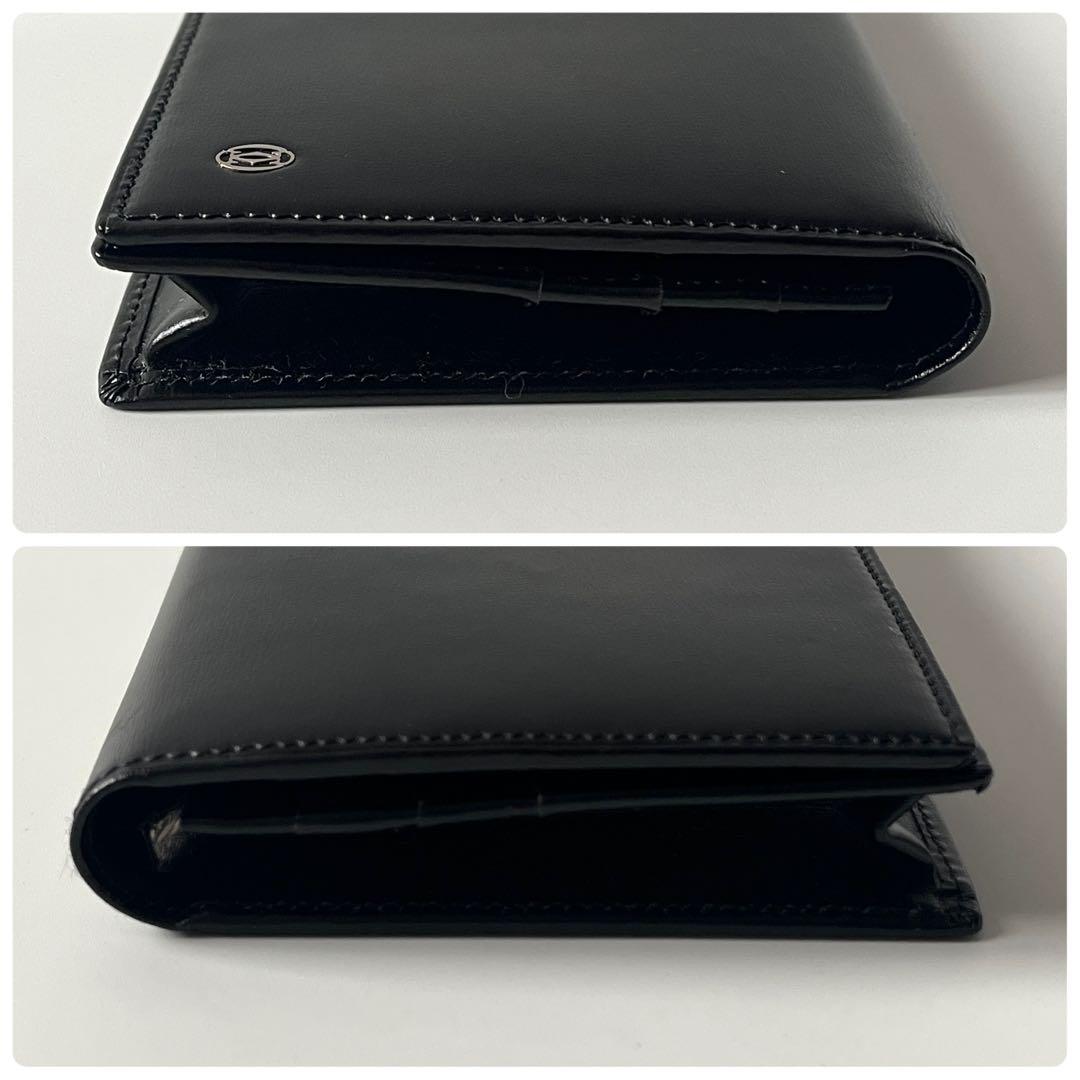 カルティエ　パシャライン　二つ折り　長財布　レザー　黒　ブラック　ロゴ金具