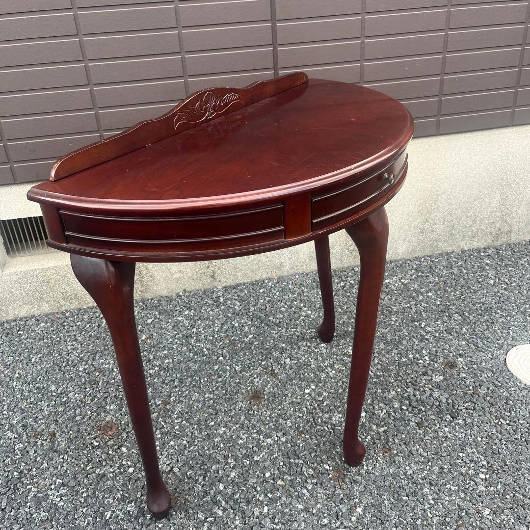 フジ　猫脚コンソール 引き出し付　ハーフムーンテーブル