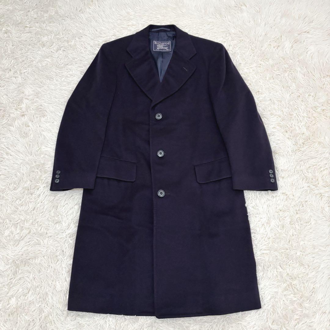 BURBERRYS バーバリー カシミヤ100 ステンカラーコート ネイビー