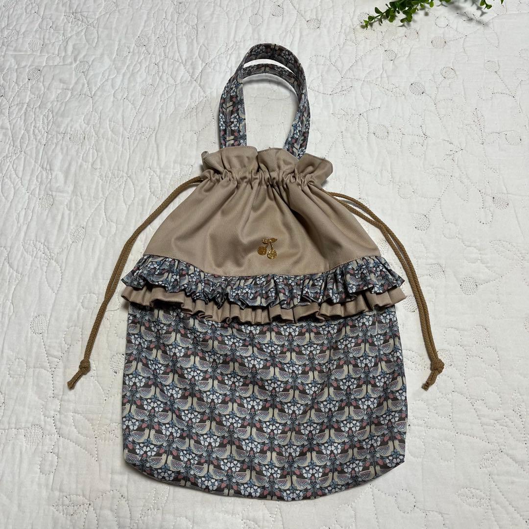 手提げバッグ　お着替え袋　上靴袋　3点　リバティ　ストロベリーフィースト　入園