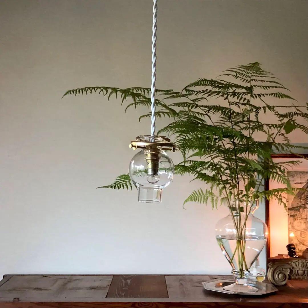 ホヤ硝子のペンダントライト⸝⋆꙳ランプシェード 真鍮ソケット 間接照明 ランタン