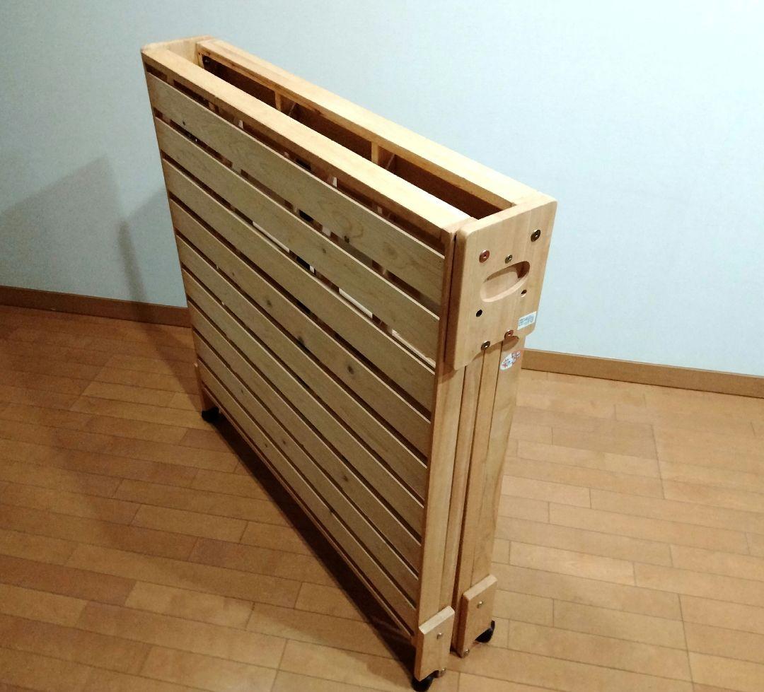 中居木工 折りたたみ ひのき スノコベッド ロータイプ ワイドシングル