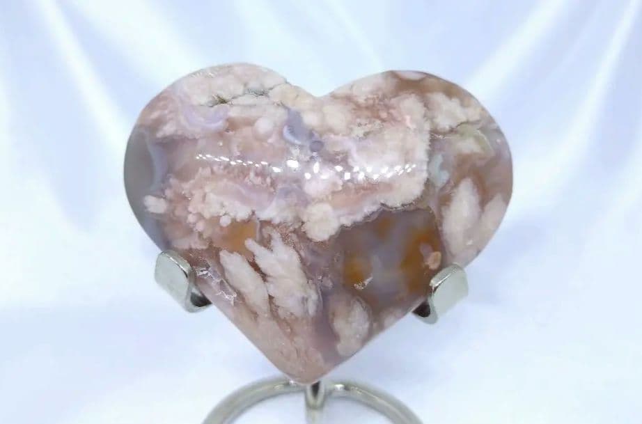 さくら瑪瑙　ハート　フラワーアゲート　ピンク　166g