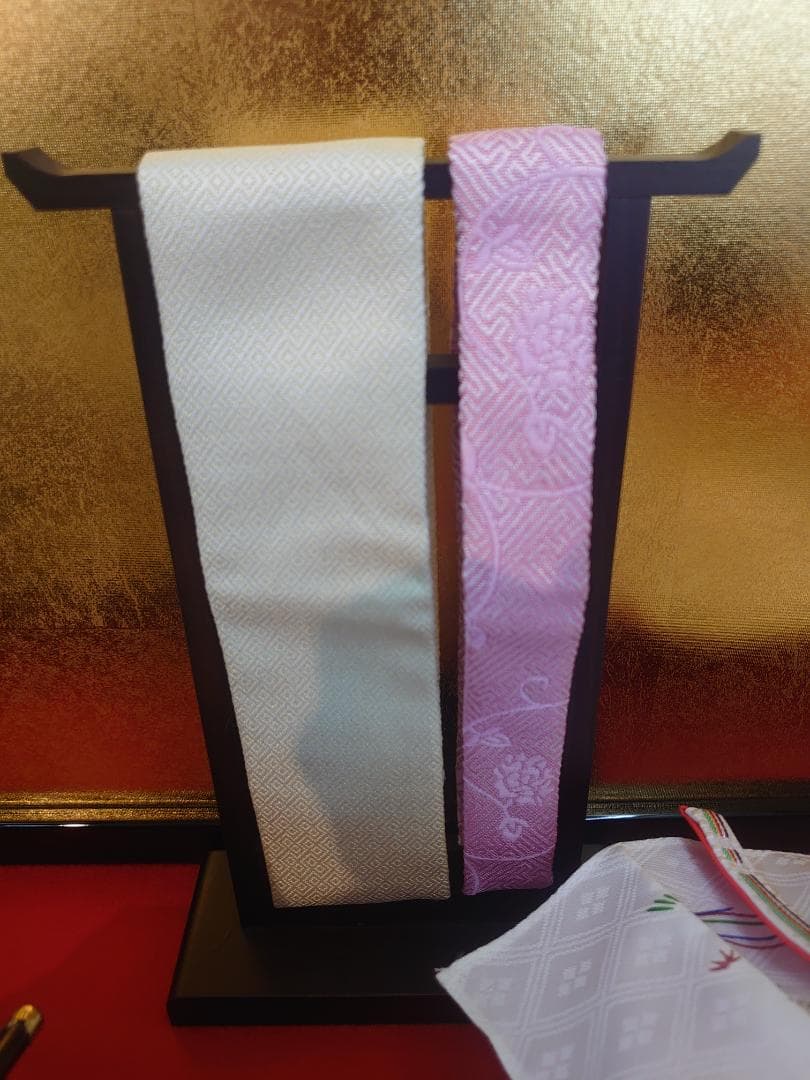 ●新品●　おひなさまフルセット　さくら柄金襴衣装と金屏風