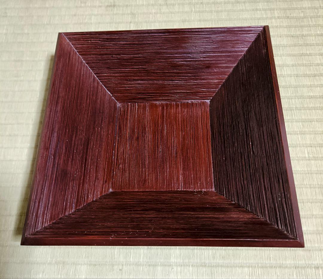 日本檜材　剥目四方鉢　貴重作品