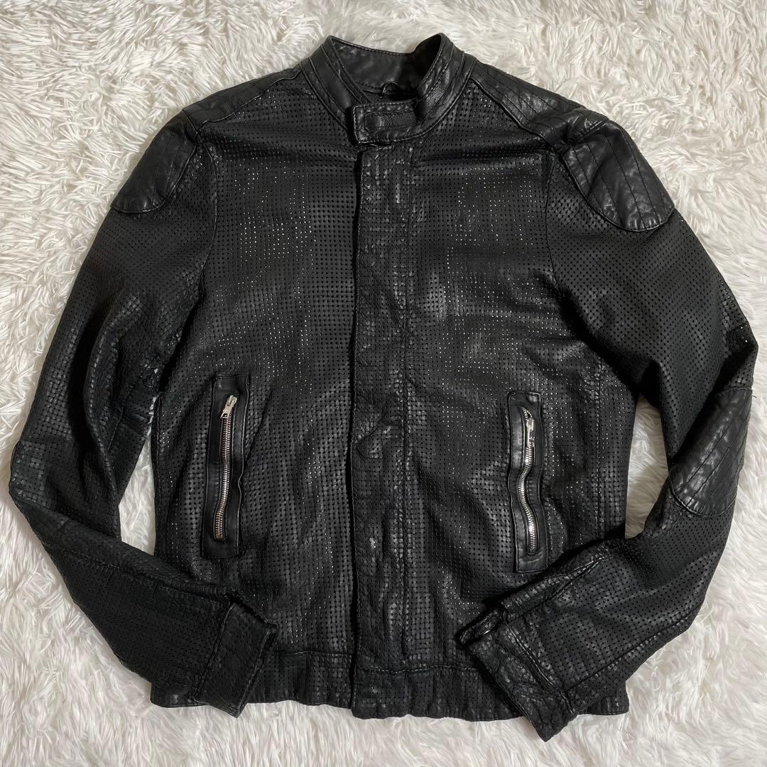 イタリア製 WLG ジョルジオブラッド レザージャケット パンチング