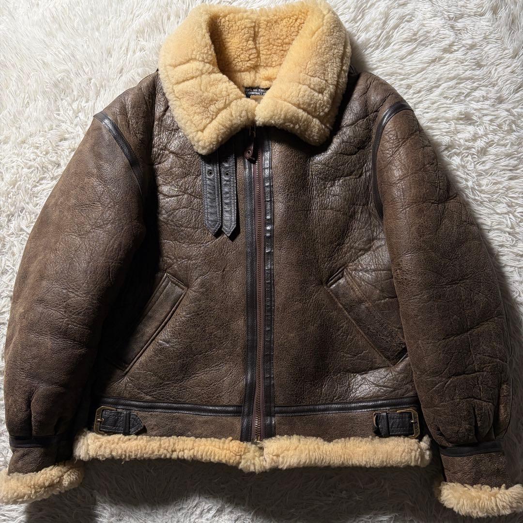 現行/40サイズ■AVIREXフライトジャケットB-3 ムートン　羊革　ブラウン