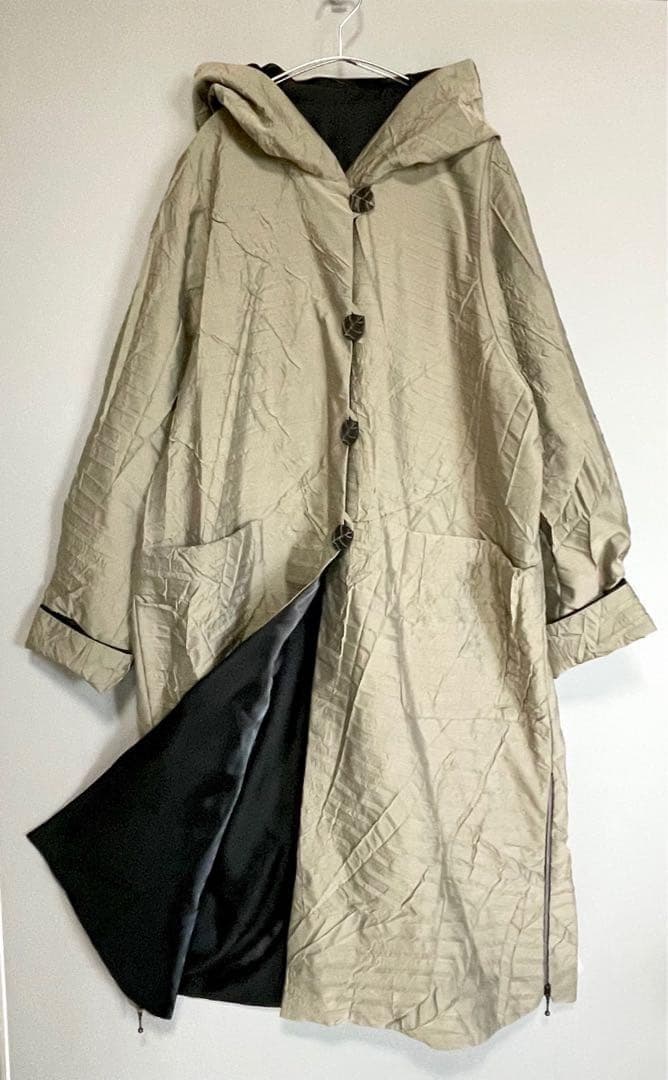 F：約6万　入手困難　 PINORE リバーシブル フード付　ロング イタリア製