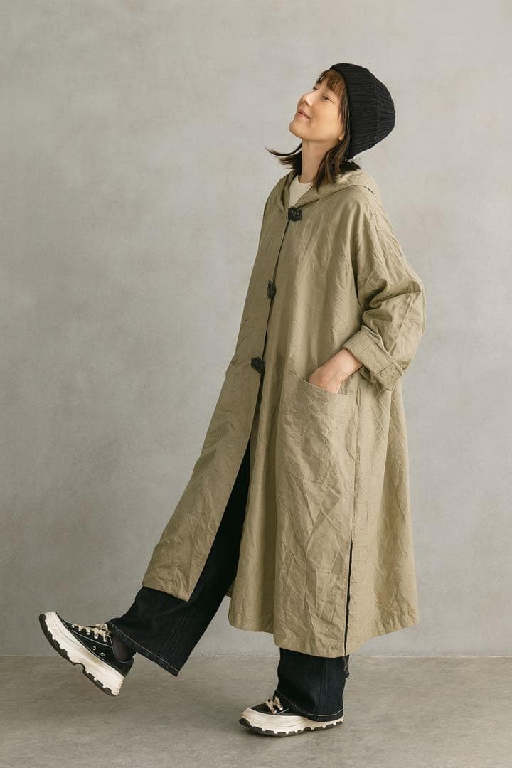 F：約6万　入手困難　 PINORE リバーシブル フード付　ロング イタリア製