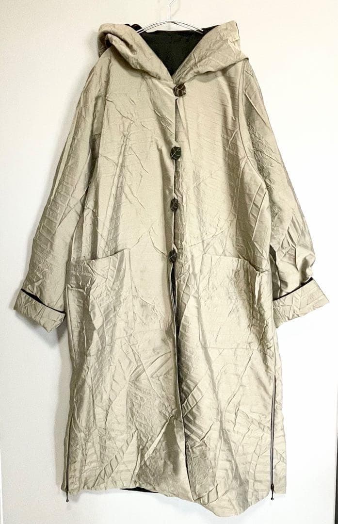 F：約6万　入手困難　 PINORE リバーシブル フード付　ロング イタリア製