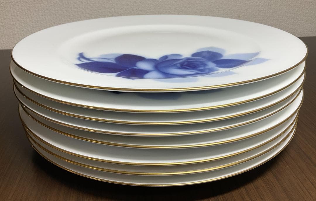 大倉陶器　ブルーローズ　お皿プレート26㎝ 8枚セット（美品）