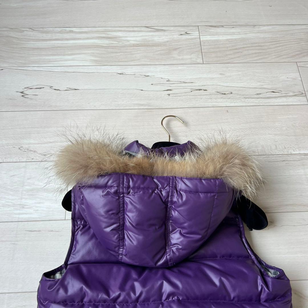 希少カラー　バーバリーブルーレーベル　ダウンベスト　ファー　チェック　2way