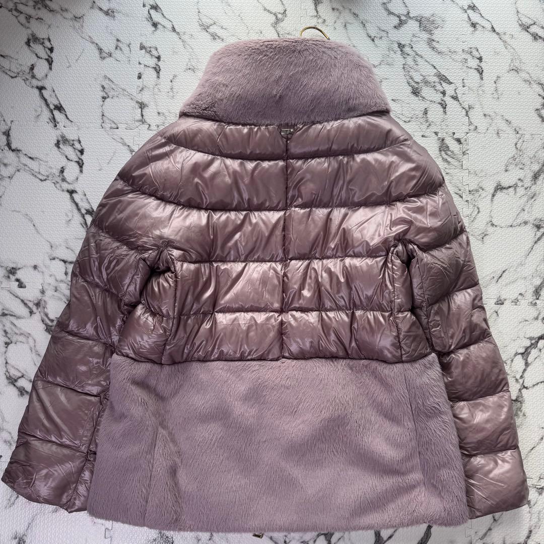 ヘルノ　ハイブリッドダウンジャケット　エコファー　スタンドカラー　コンビ　切替