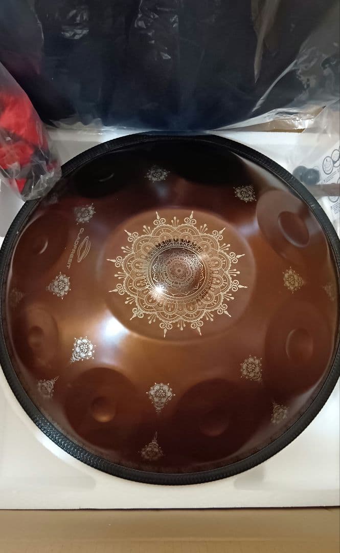 新品ハンドパン 9音 18インチ Gマイナー ヨガ瞑想 楽器スタンド 曼荼羅模様