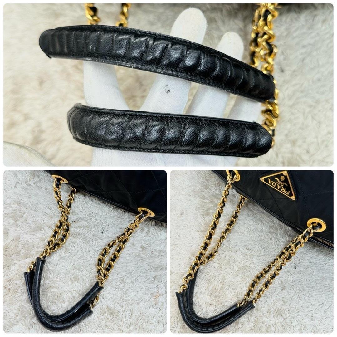 【美品】プラダ ボストンバッグ ブラック ナイロン キルティング 三角ロゴ