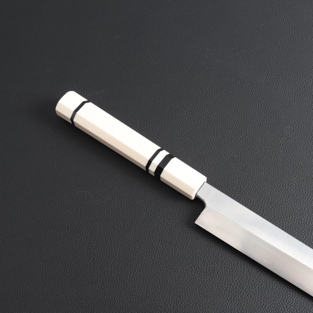 9841 切付柳刃包丁 尺一 刃は究極の切れ味 刺身包丁 人工象牙黒三本巻八角柄