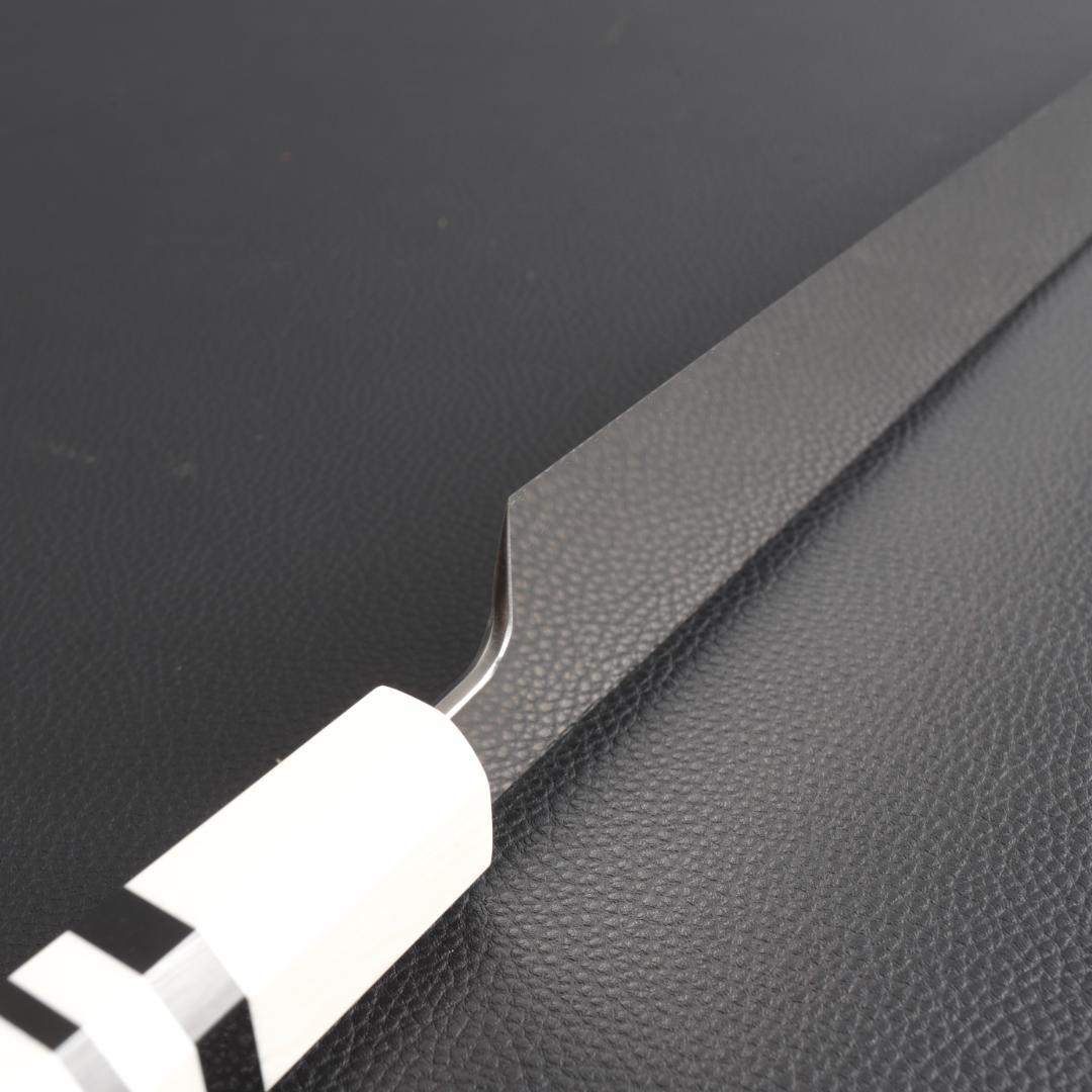 9841 切付柳刃包丁 尺一 刃は究極の切れ味 刺身包丁 人工象牙黒三本巻八角柄