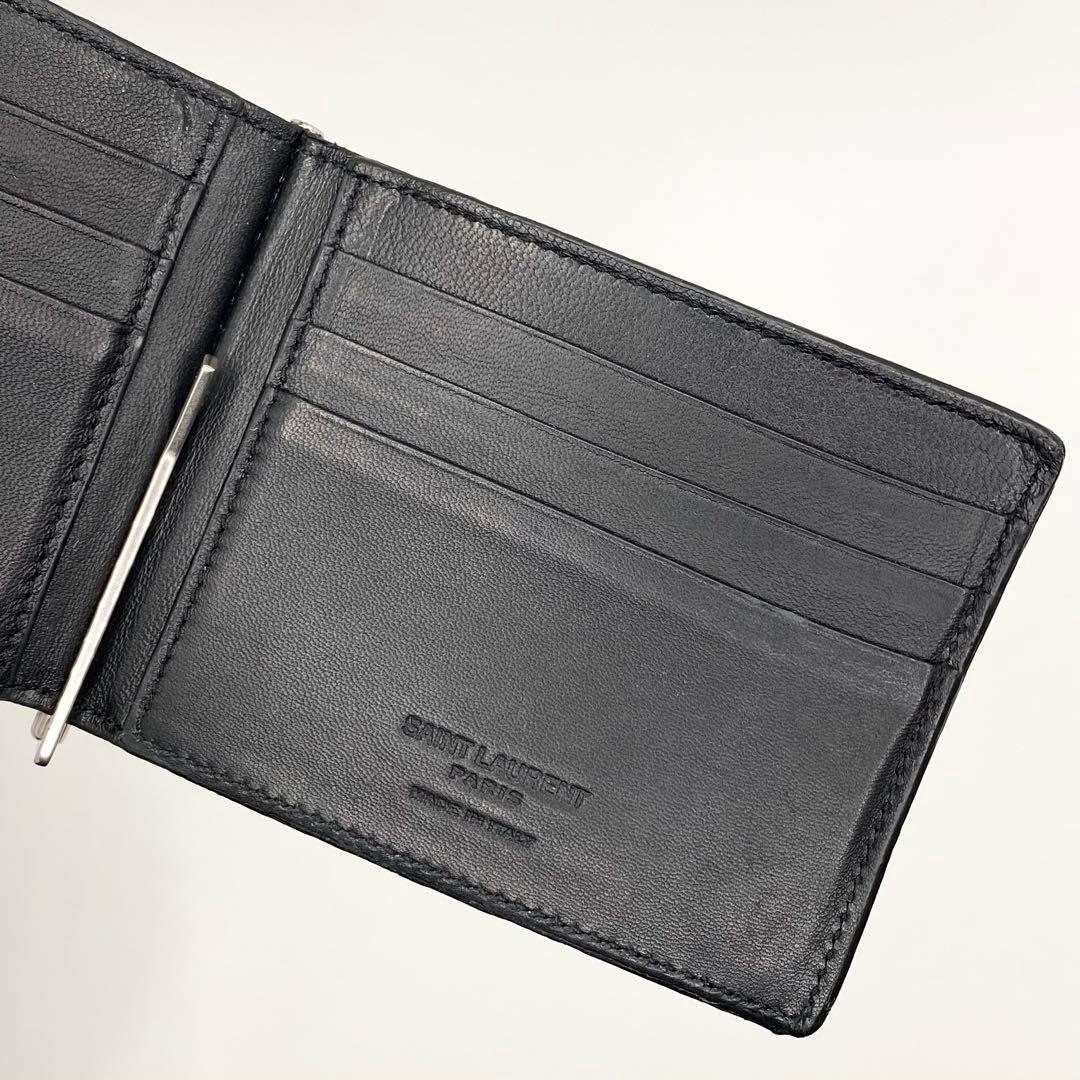 ✨希少✨SAINT LAURENT マネークリップ　クロコ　レザー　ブラック
