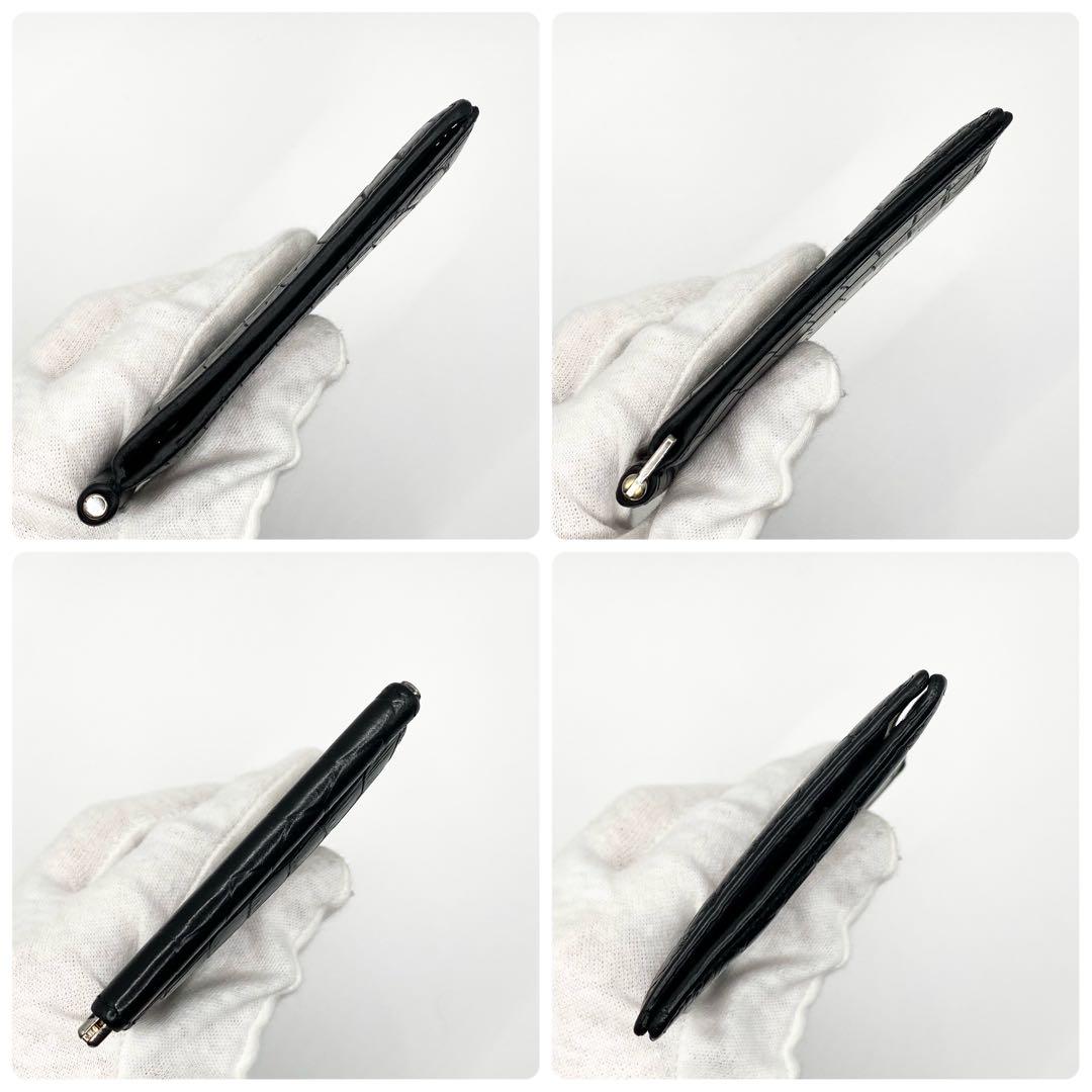 ✨希少✨SAINT LAURENT マネークリップ　クロコ　レザー　ブラック