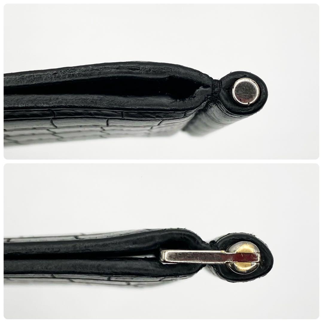 ✨希少✨SAINT LAURENT マネークリップ　クロコ　レザー　ブラック