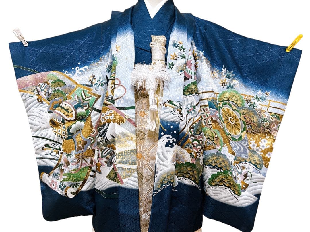 豪華刺繍入り羽織♡七五三　5歳　男の子　フルセット　一式　紺地　鷹