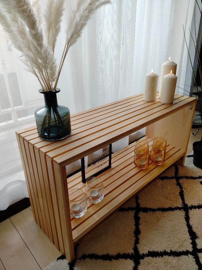 杉ルーバーの木箱　飾り棚　本棚　テレビボード　センターテーブル　サイドテーブル