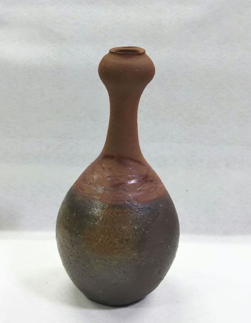 茶道具 花入 備前 火襷 一輪挿し 鶴首 天心窯 小林孝 藤原健 藤原雄