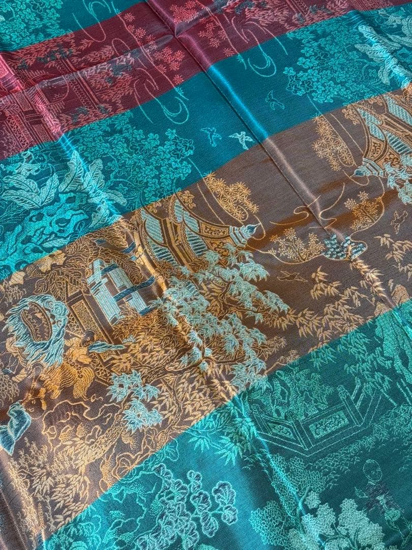 清末蘇州繍—五彩古絹両面刺繍唐子吉祥文様緞通織り