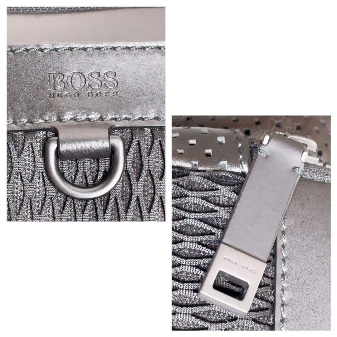 【HUGO BOSS】 ボディバッグ 本革 ウエストバッグ 黒 ブラック 肩掛け