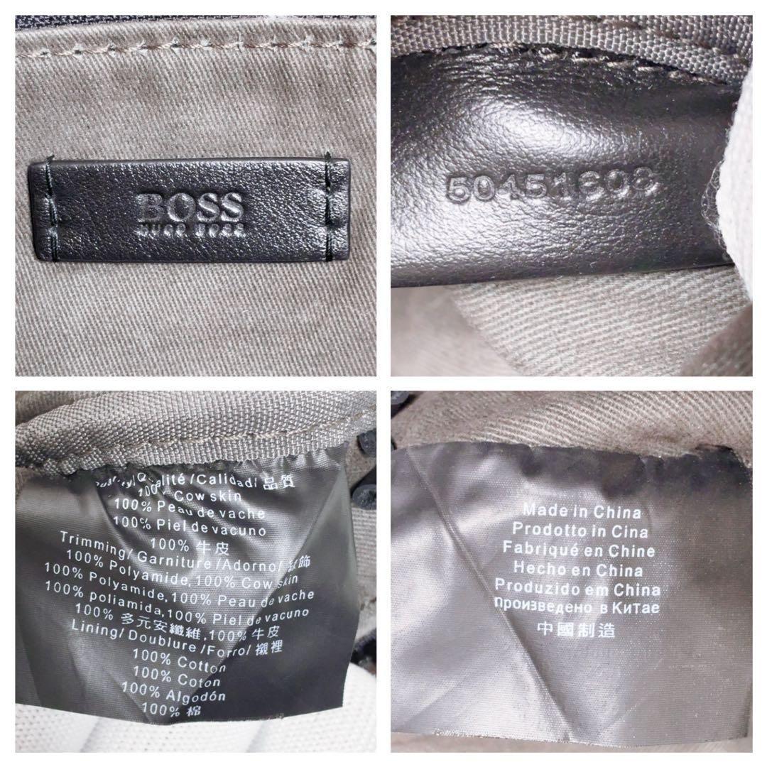 【HUGO BOSS】 ボディバッグ 本革 ウエストバッグ 黒 ブラック 肩掛け