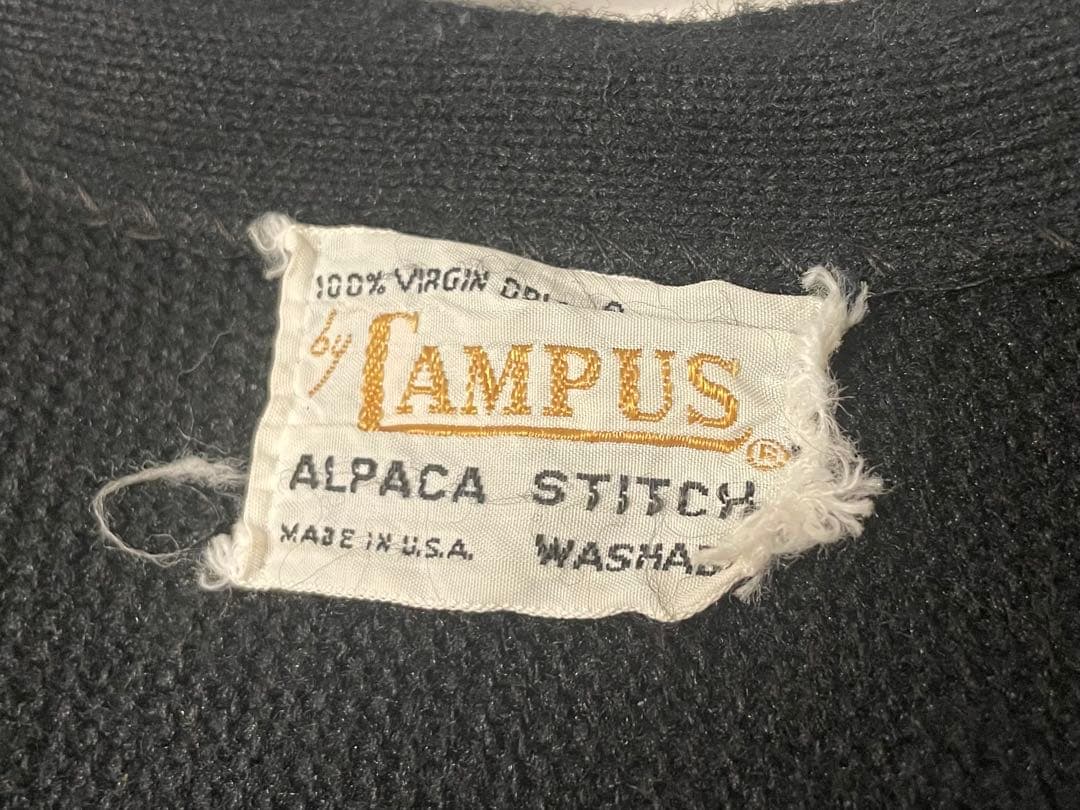 60s Campus オーロンアクリル USA製 黒カーディガン