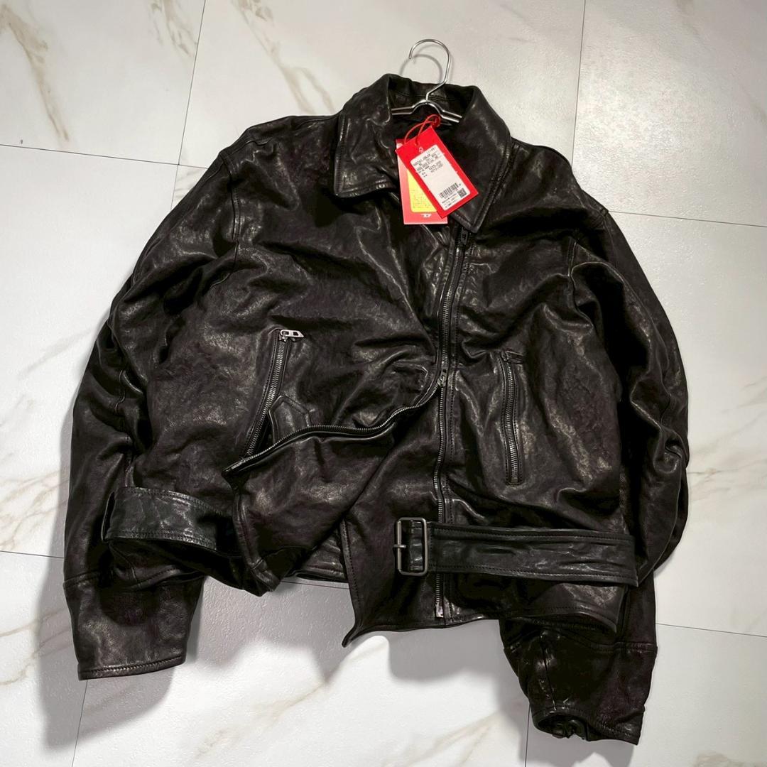 未使用　現行　DIESEL ラムレザー　ライダース ジャケット　タグ付き