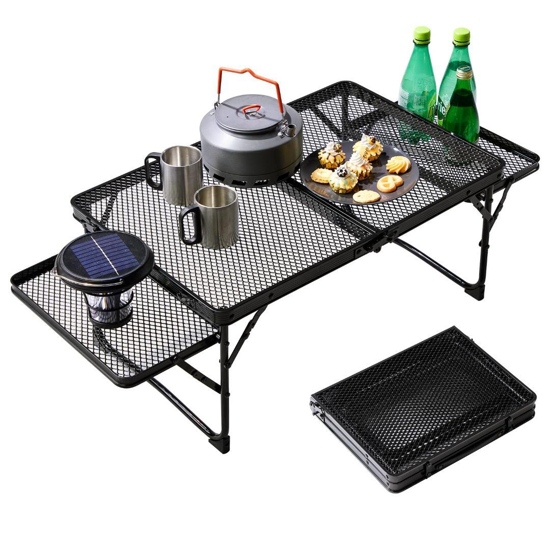 アウトドア 軽量 折りたたみテーブル テーブル キャンプ メッシュ
