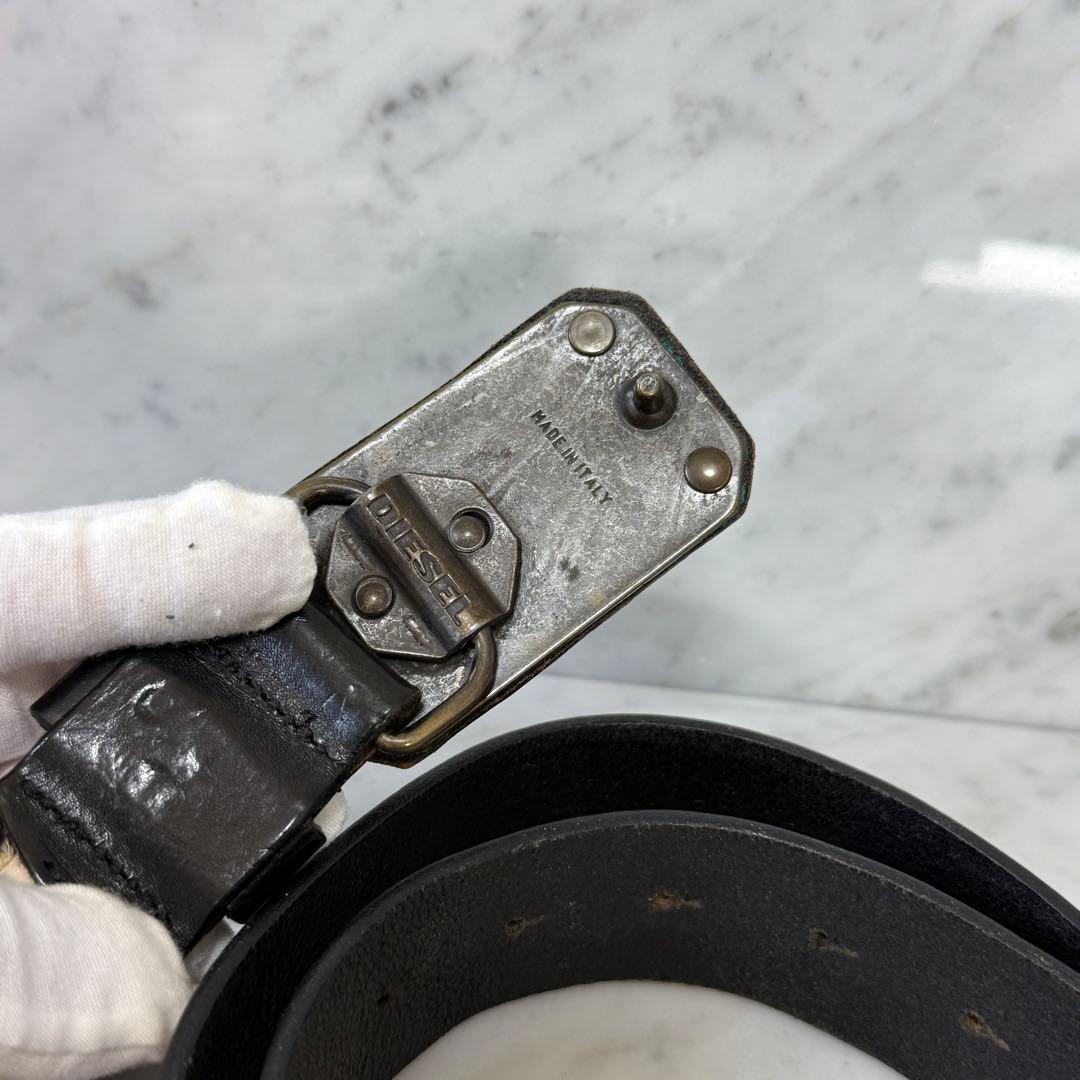 イタリア製 DIESEL ディーゼル ベルト 本革 ブラック 黒 メタル