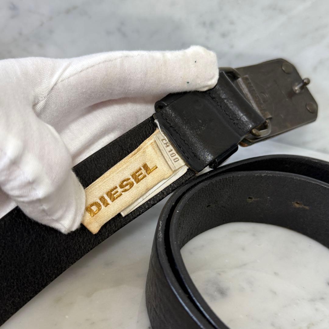 イタリア製 DIESEL ディーゼル ベルト 本革 ブラック 黒 メタル