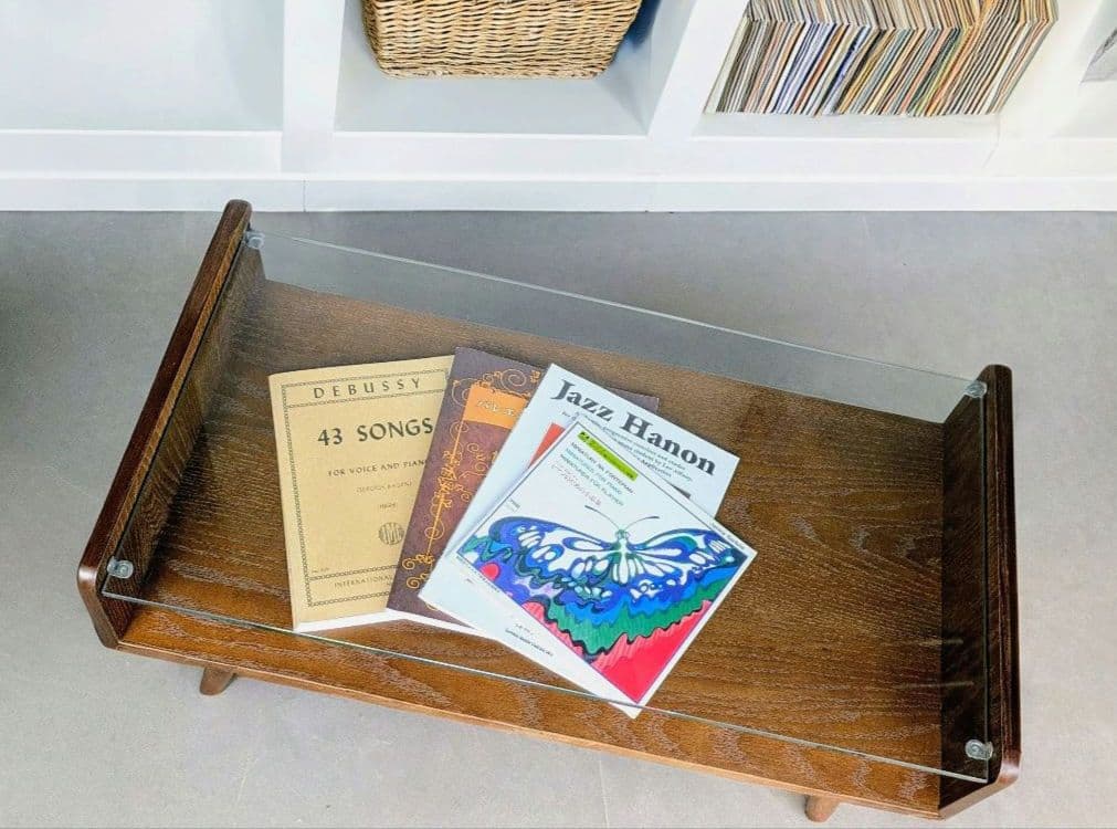 ガラステーブル　Gigi　天然木オーク材　大き目サイズ