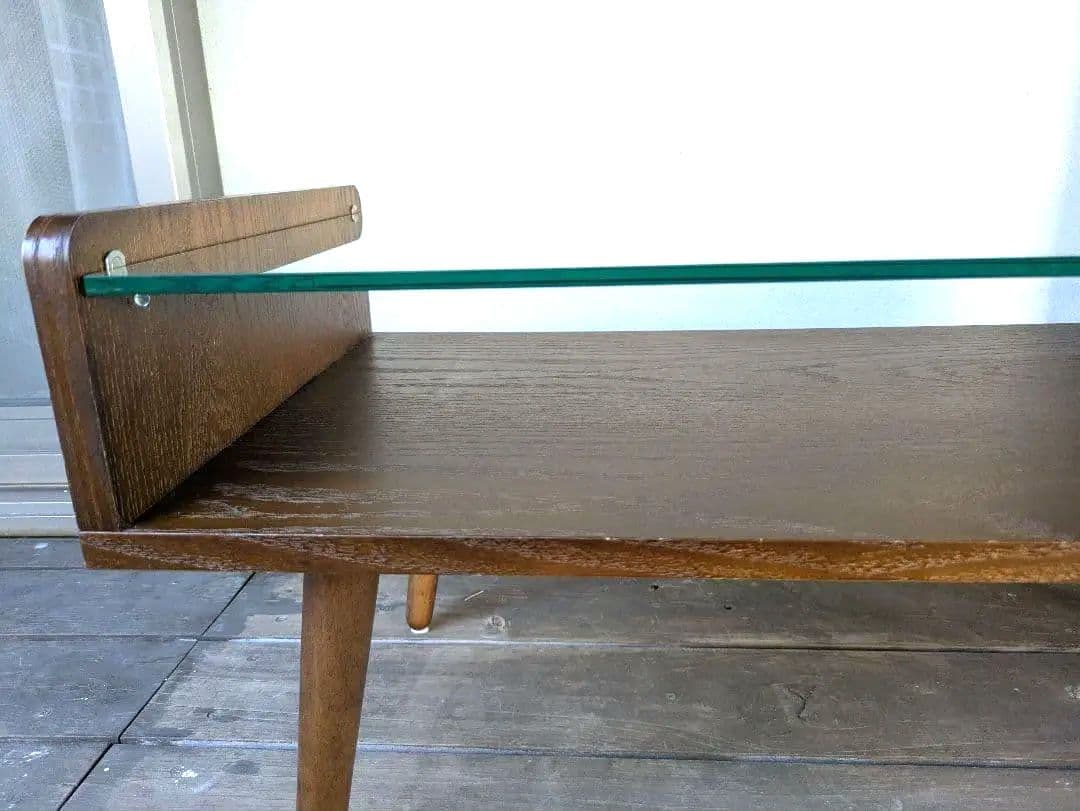 ガラステーブル　Gigi　天然木オーク材　大き目サイズ