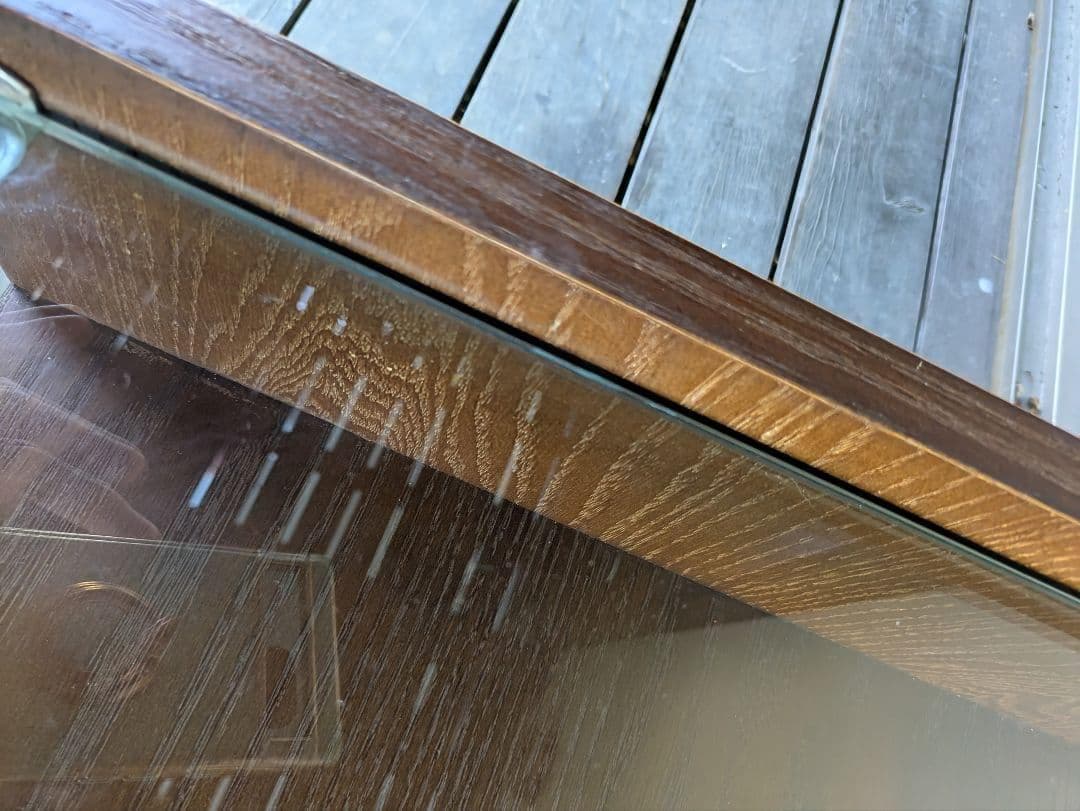 ガラステーブル　Gigi　天然木オーク材　大き目サイズ