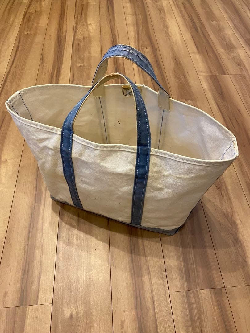 80s エルエルビーン　トートバッグ　2色タグ ネイビー　フェード　L 襤褸