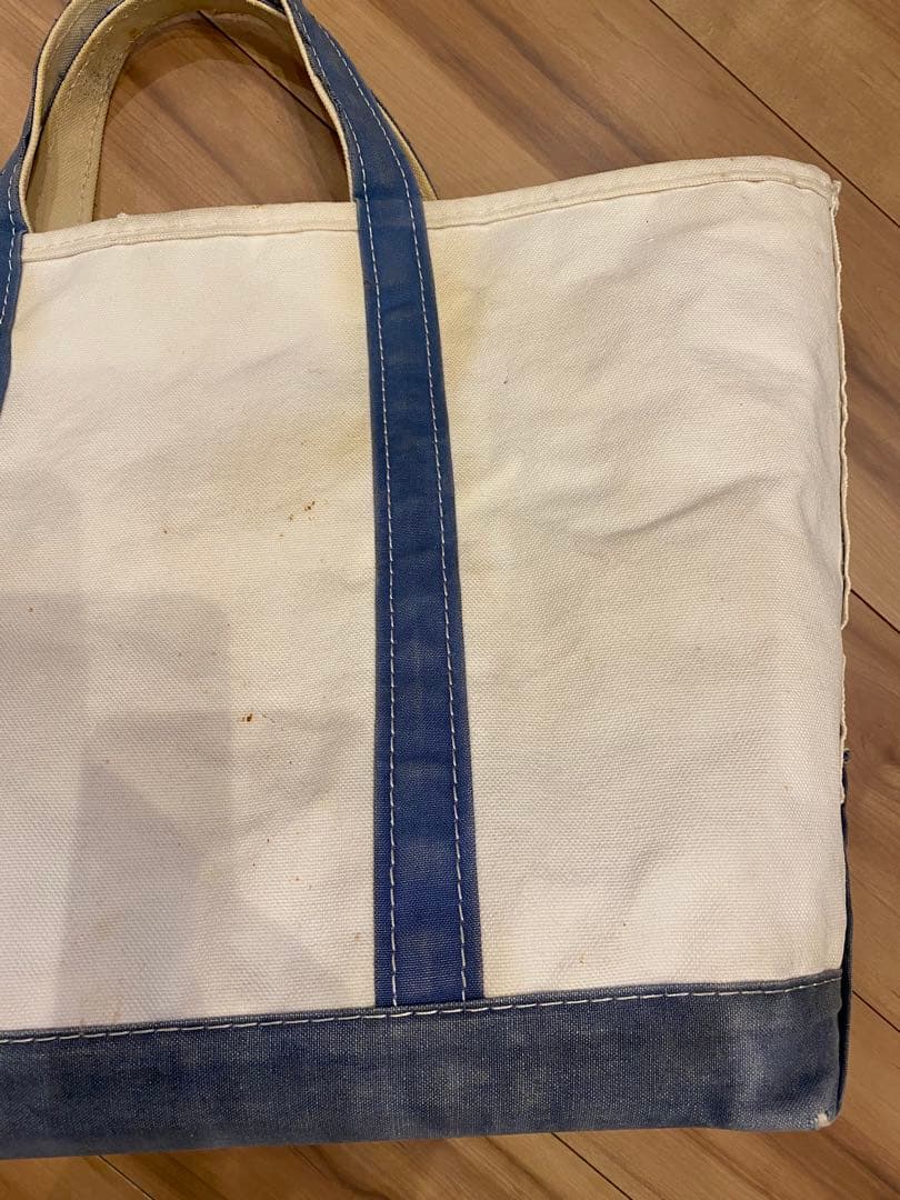 80s エルエルビーン　トートバッグ　2色タグ ネイビー　フェード　L 襤褸